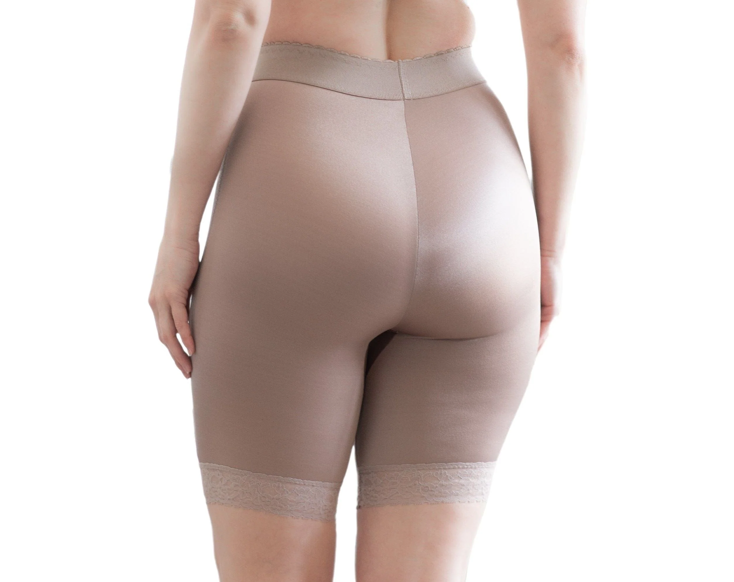 High Waist Light Shaping Bike Short | Satin 4-Way Stretch with Built-In Panty - Style 518 - Image 12