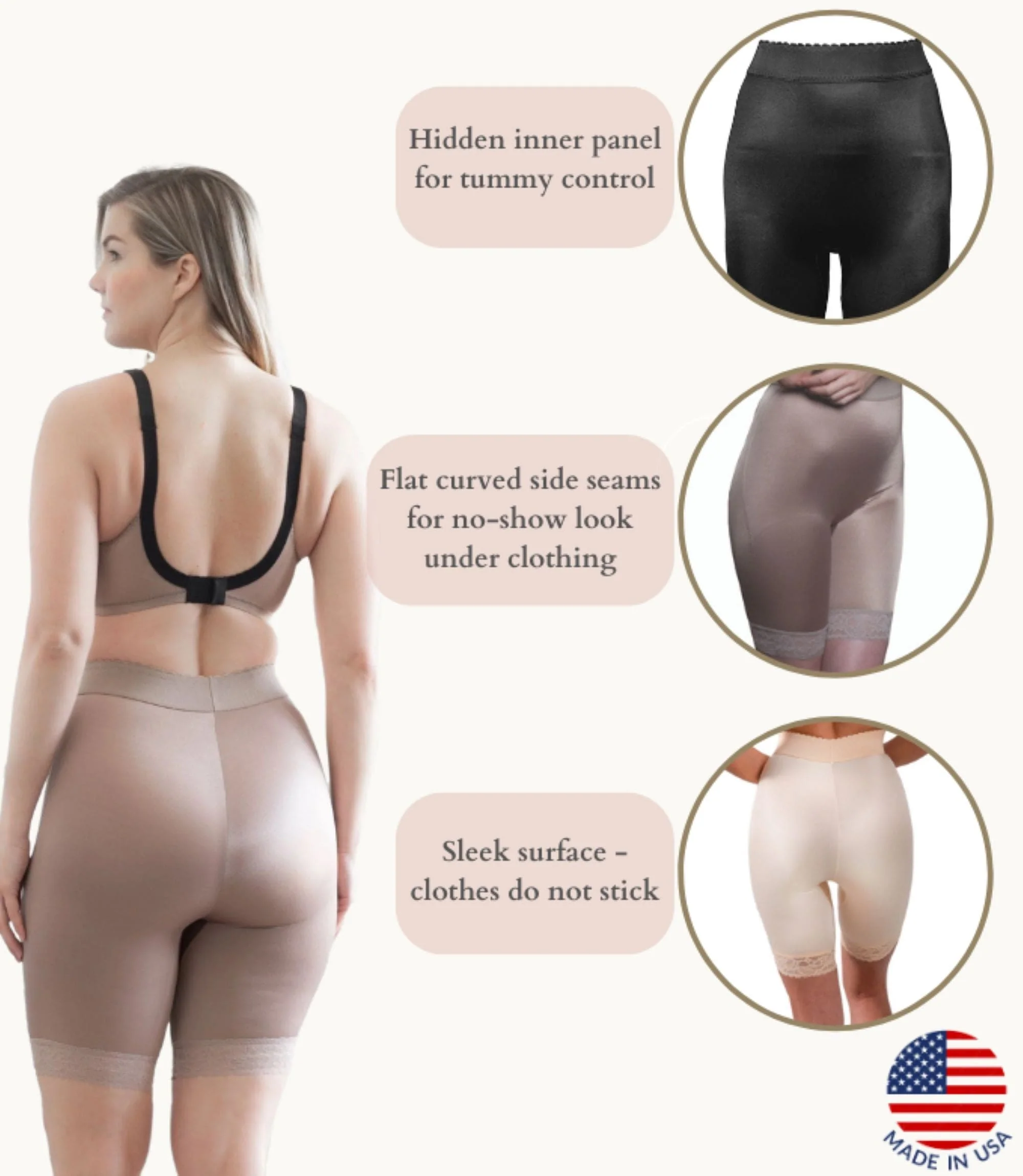 High Waist Light Shaping Bike Short | Satin 4-Way Stretch with Built-In Panty - Style 518 - Image 14