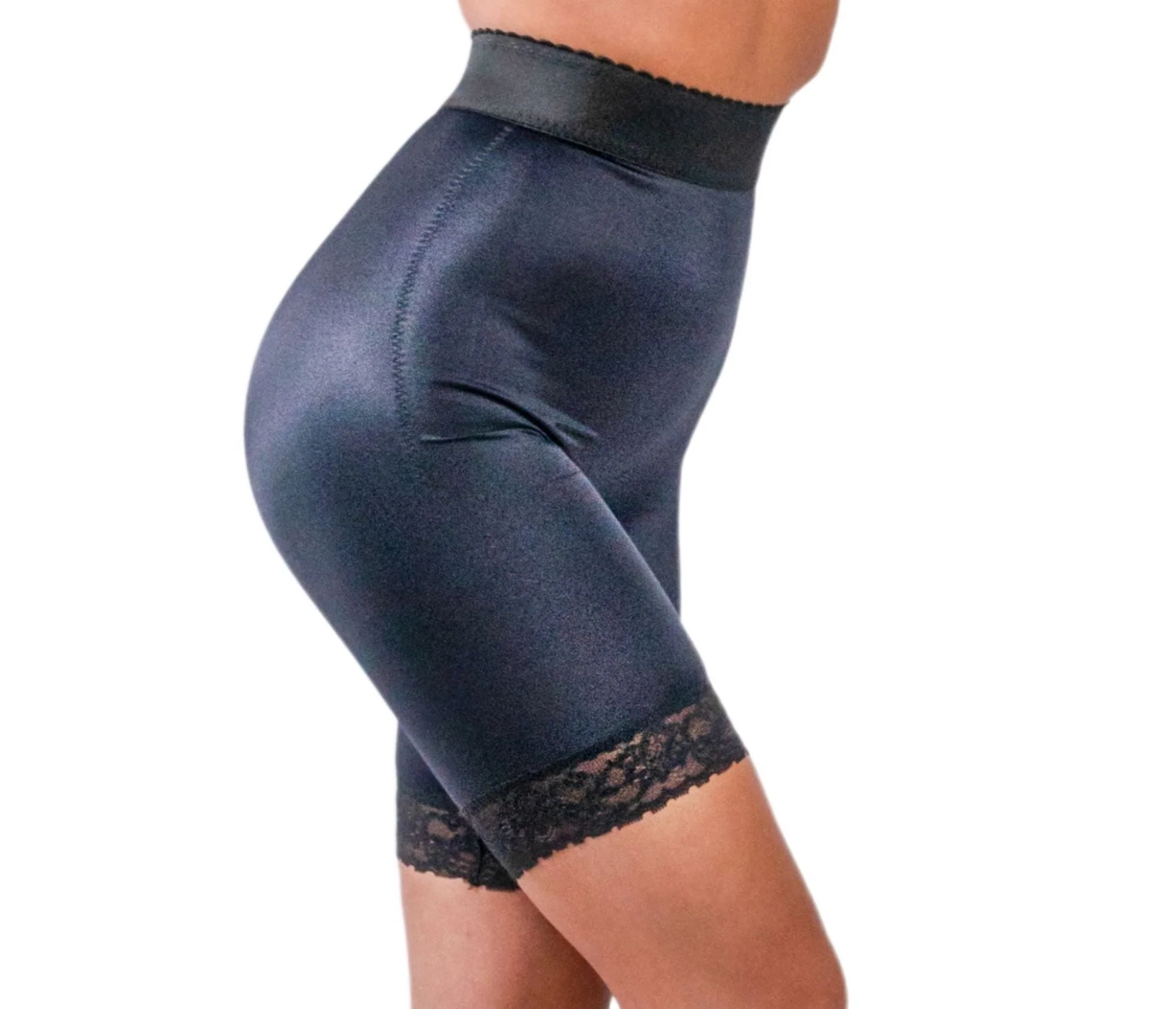 High Waist Light Shaping Bike Short | Satin 4-Way Stretch with Built-In Panty - Style 518 - Image 2