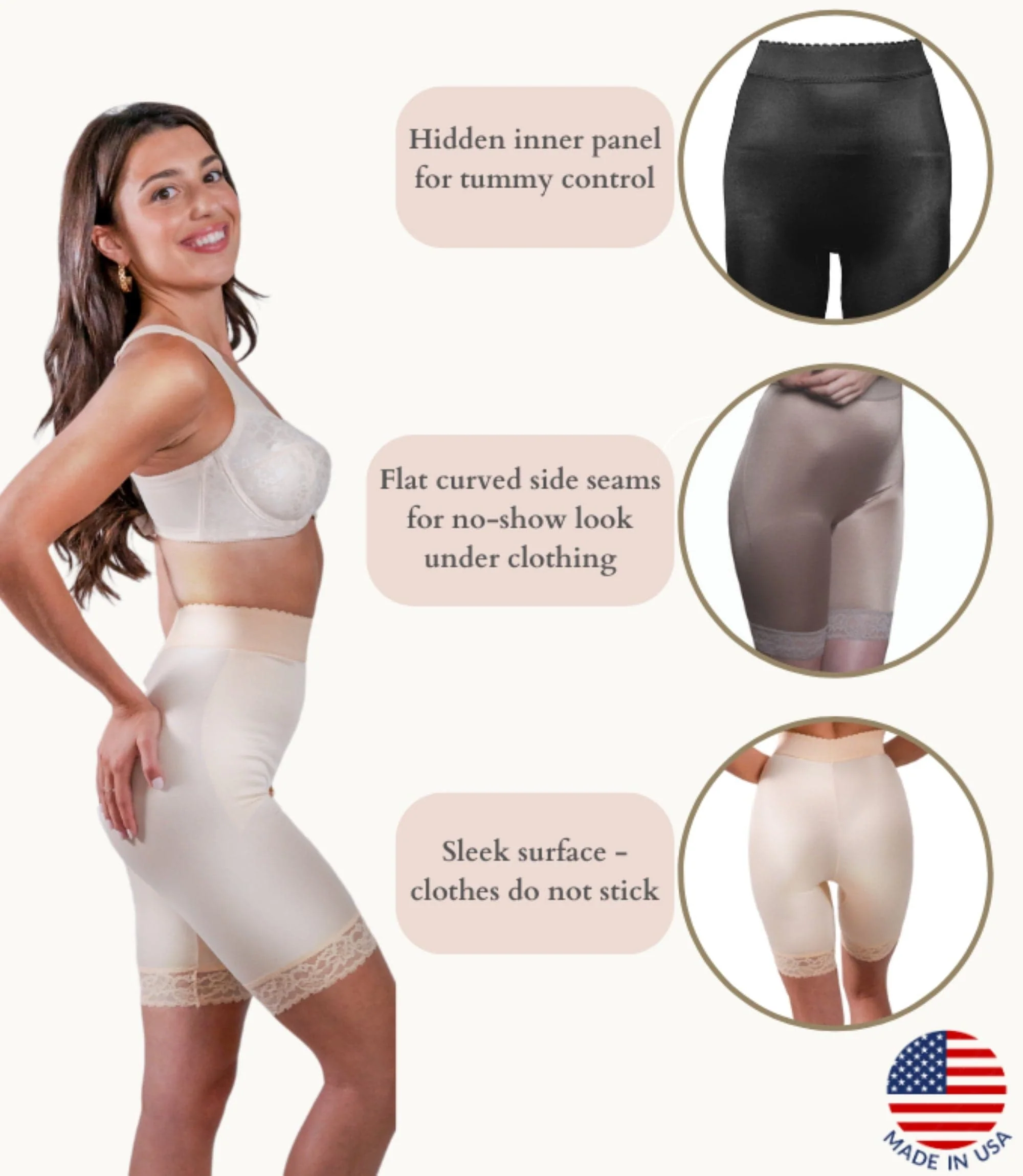 High Waist Light Shaping Bike Short | Satin 4-Way Stretch with Built-In Panty - Style 518 - Image 21