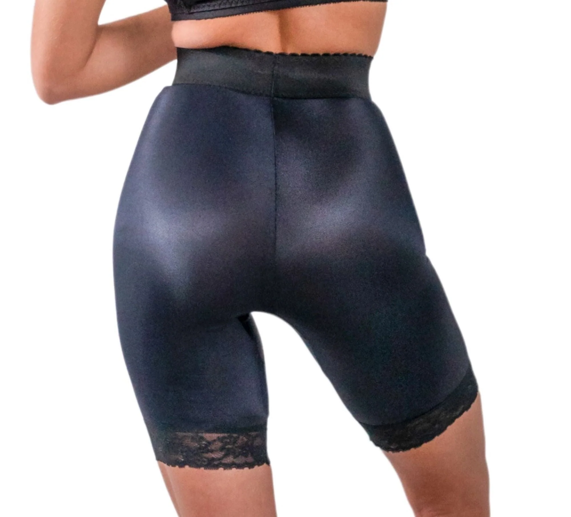 High Waist Light Shaping Bike Short | Satin 4-Way Stretch with Built-In Panty - Style 518 - Image 6