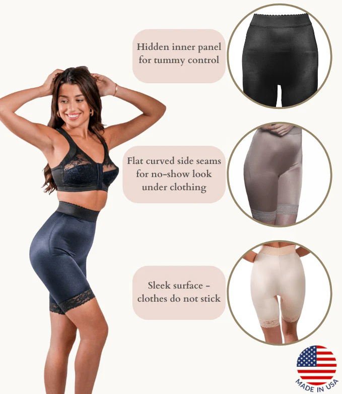 High Waist Light Shaping Bike Short | Satin 4-Way Stretch with Built-In Panty - Style 518 - Image 7