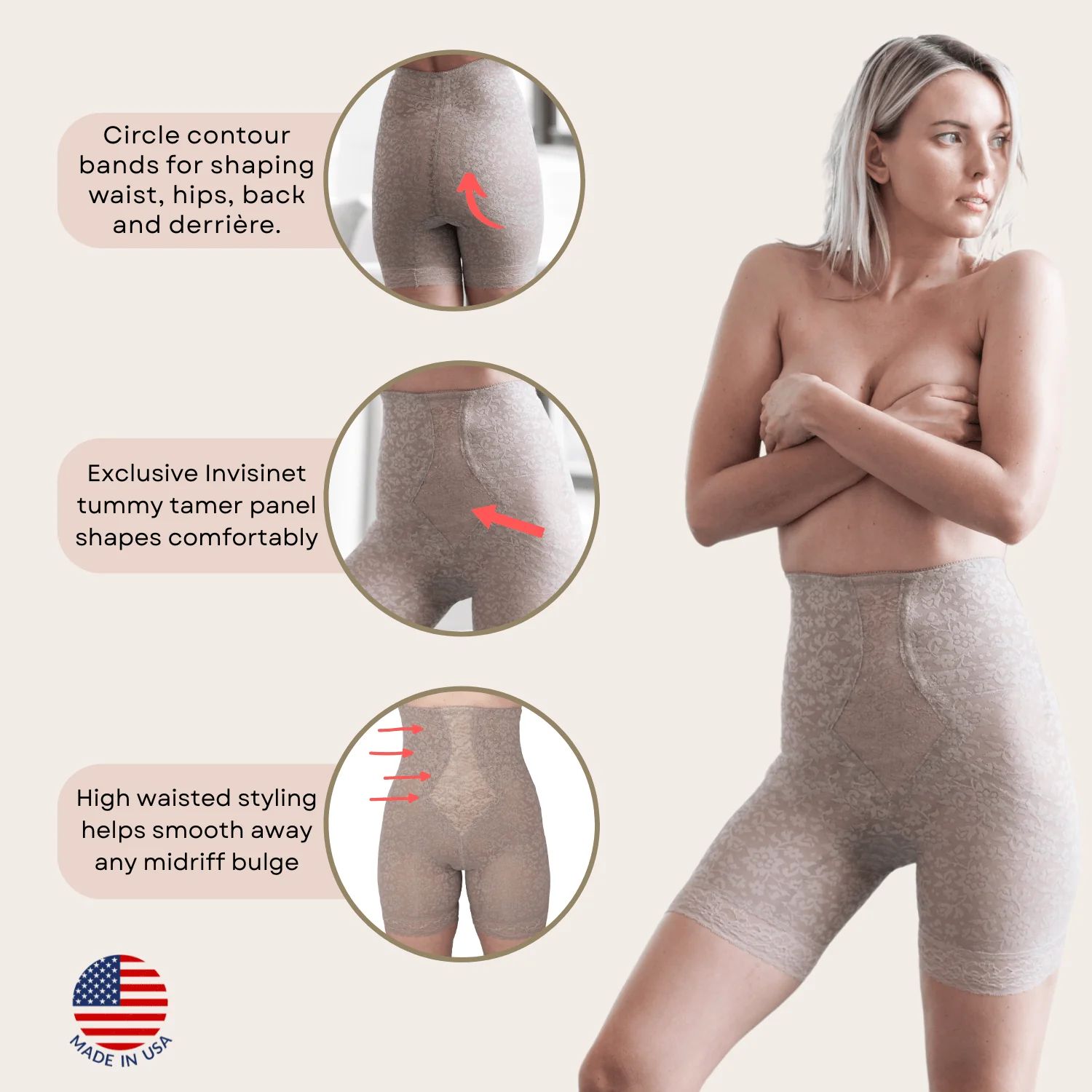 Style 6207 | No Roll High Waist Lace Thigh Slimmer with Extra Firm Support - Image 37