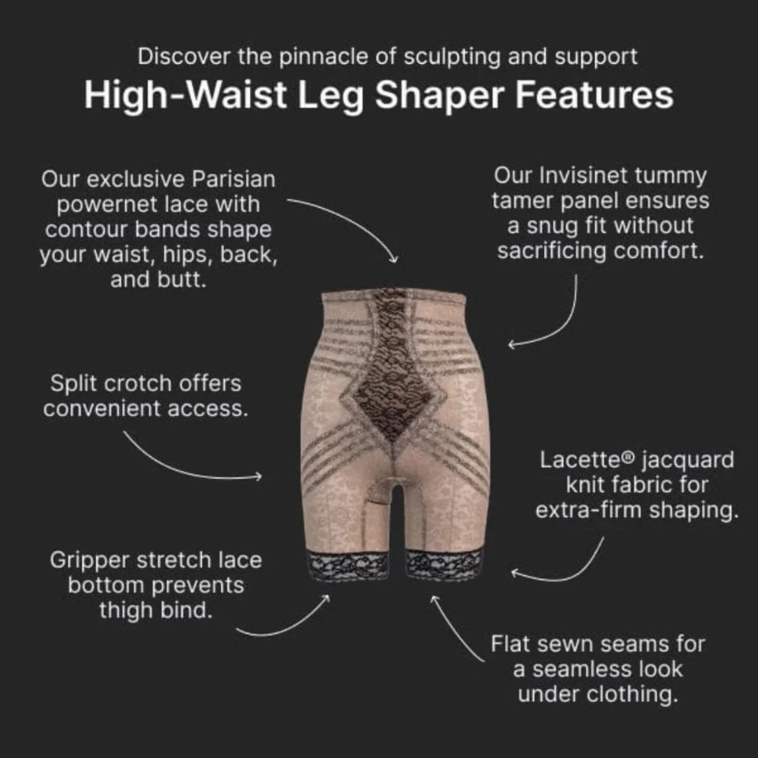 Style 6207 | No Roll High Waist Lace Thigh Slimmer with Extra Firm Support - Image 44