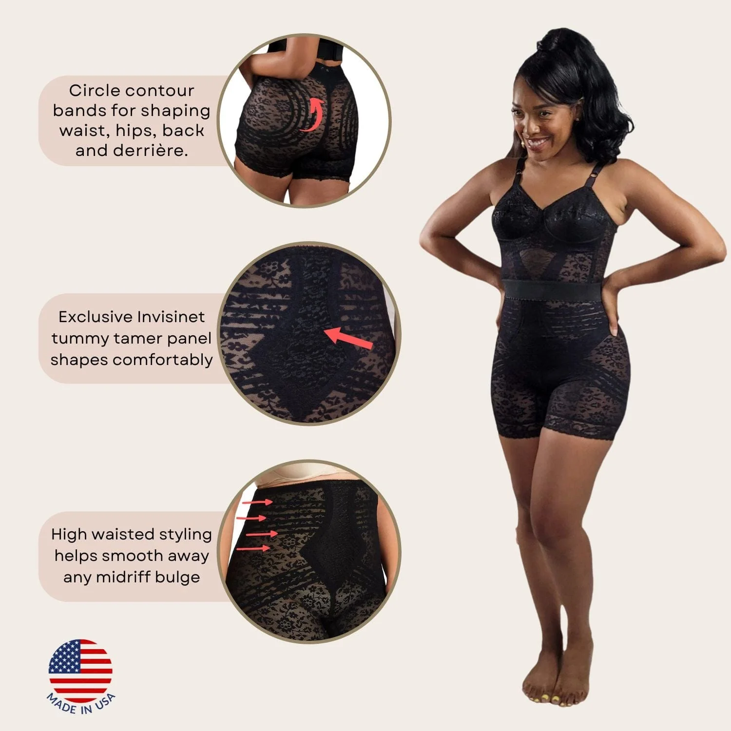 Style 6207 | No Roll High Waist Lace Thigh Slimmer with Extra Firm Support - Image 7